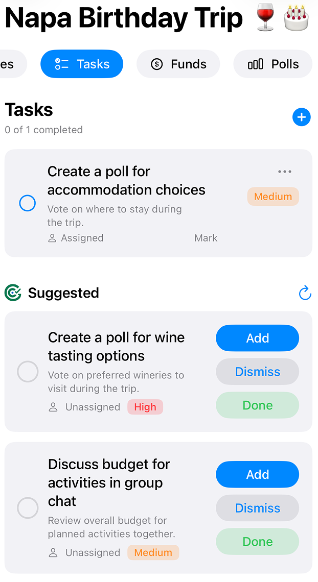 AI task suggestions in GoalExecution