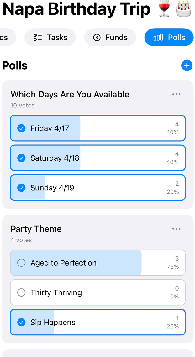 GoalExecution polls for group decisions